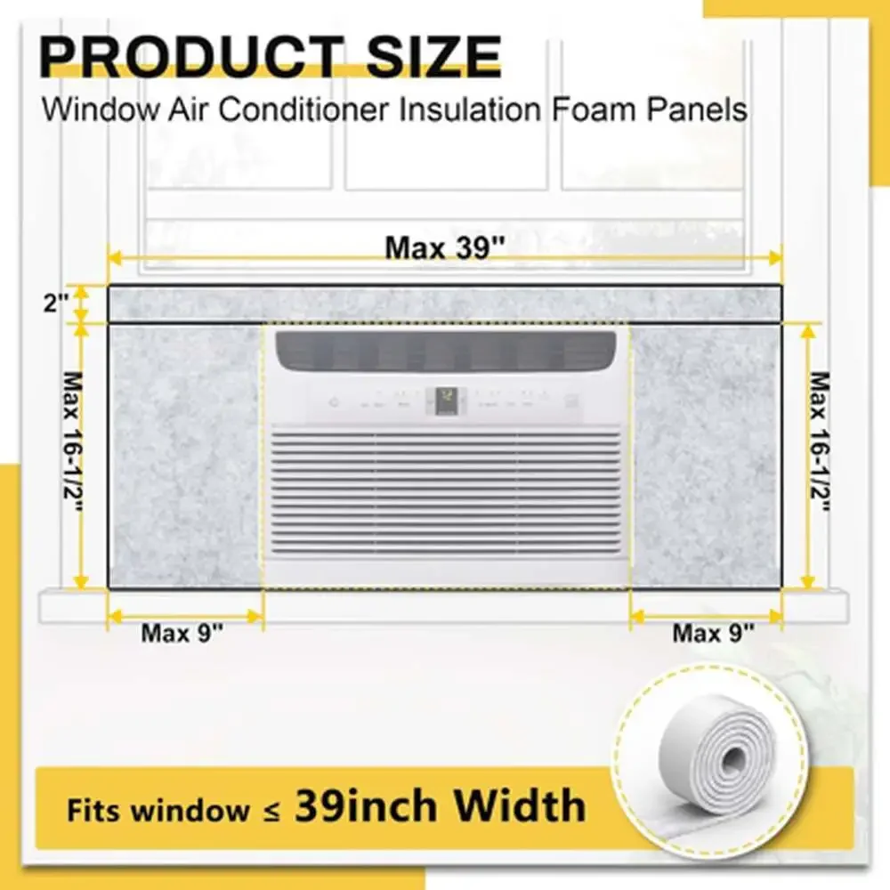 Window Air Conditioner Side Insulation Foam Panels with Felt Layer 9X16.5 Inches